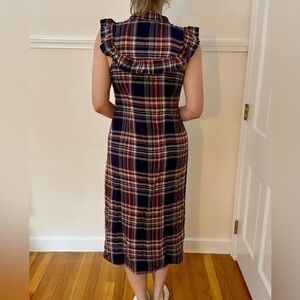 Universal Thread Plaid Midi Dress in Navy and Orange